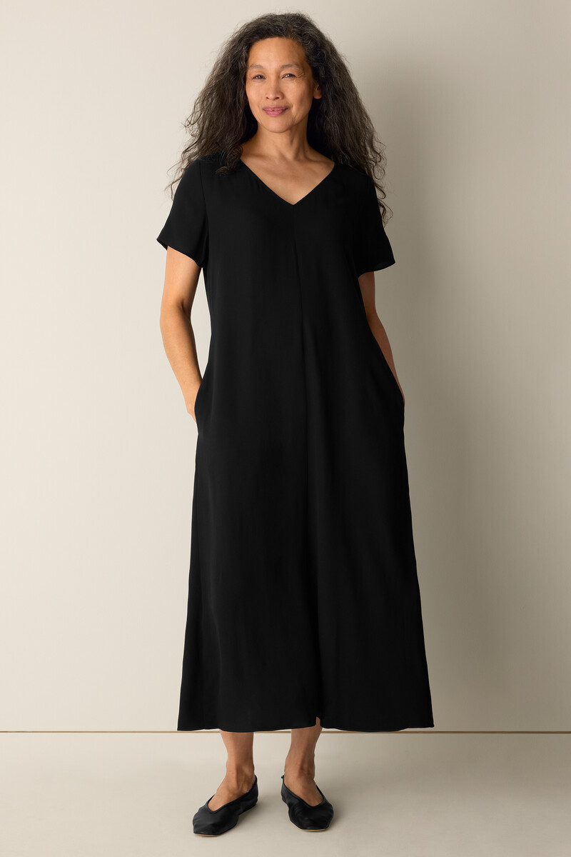 eileen fisher dress Sheer Silk Georgette Bateau Neck Effortlessly polished eileen-fisher-dress-1 - Style of Sam