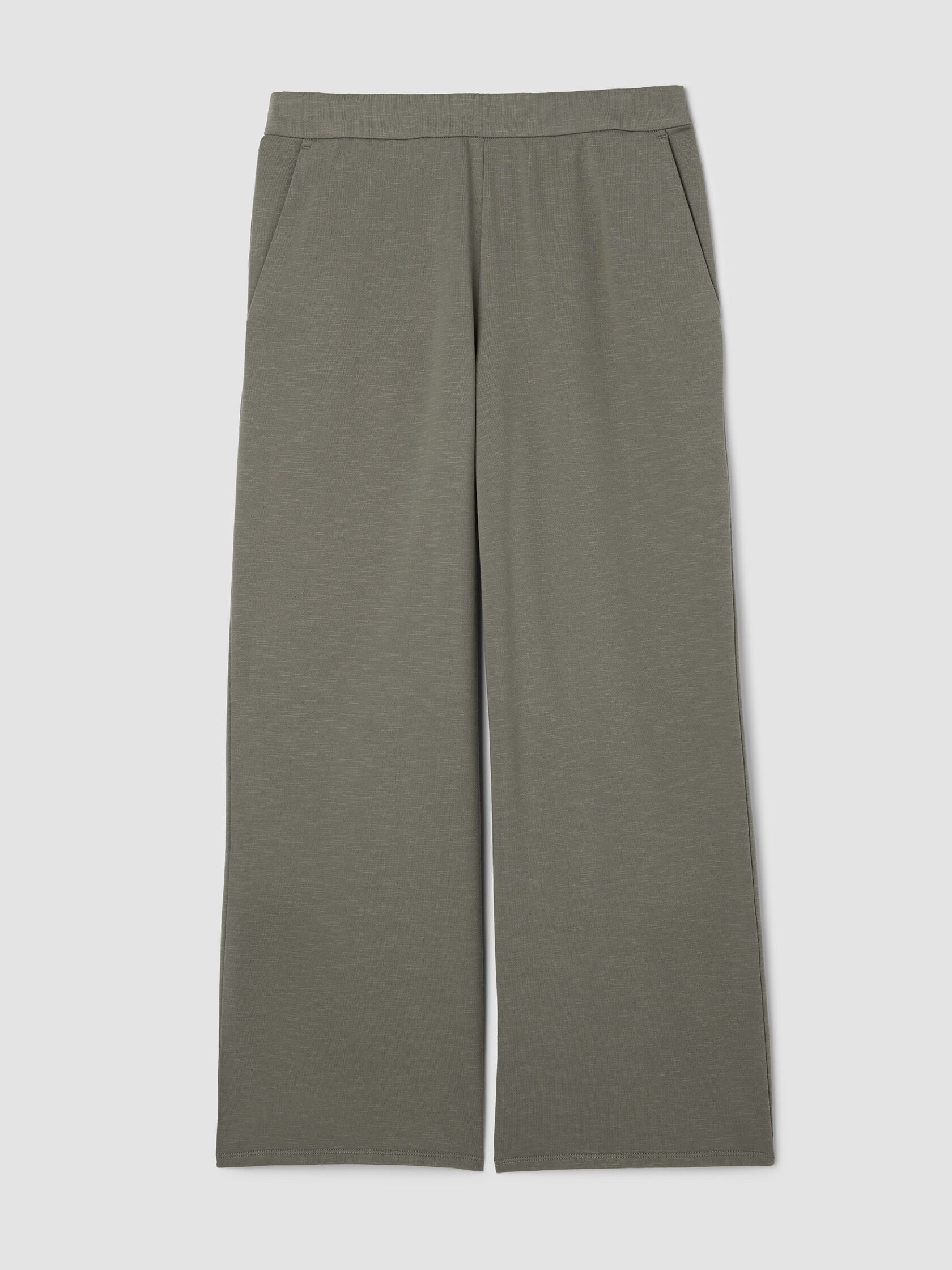 Garment-Dyed Organic Cotton Terry Wide-Leg Pant