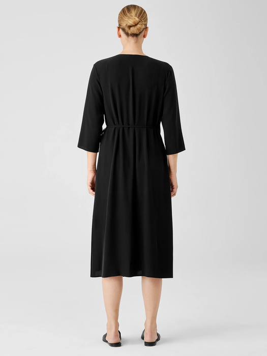 Silk Georgette Crepe Wrap Dress | EILEEN FISHER