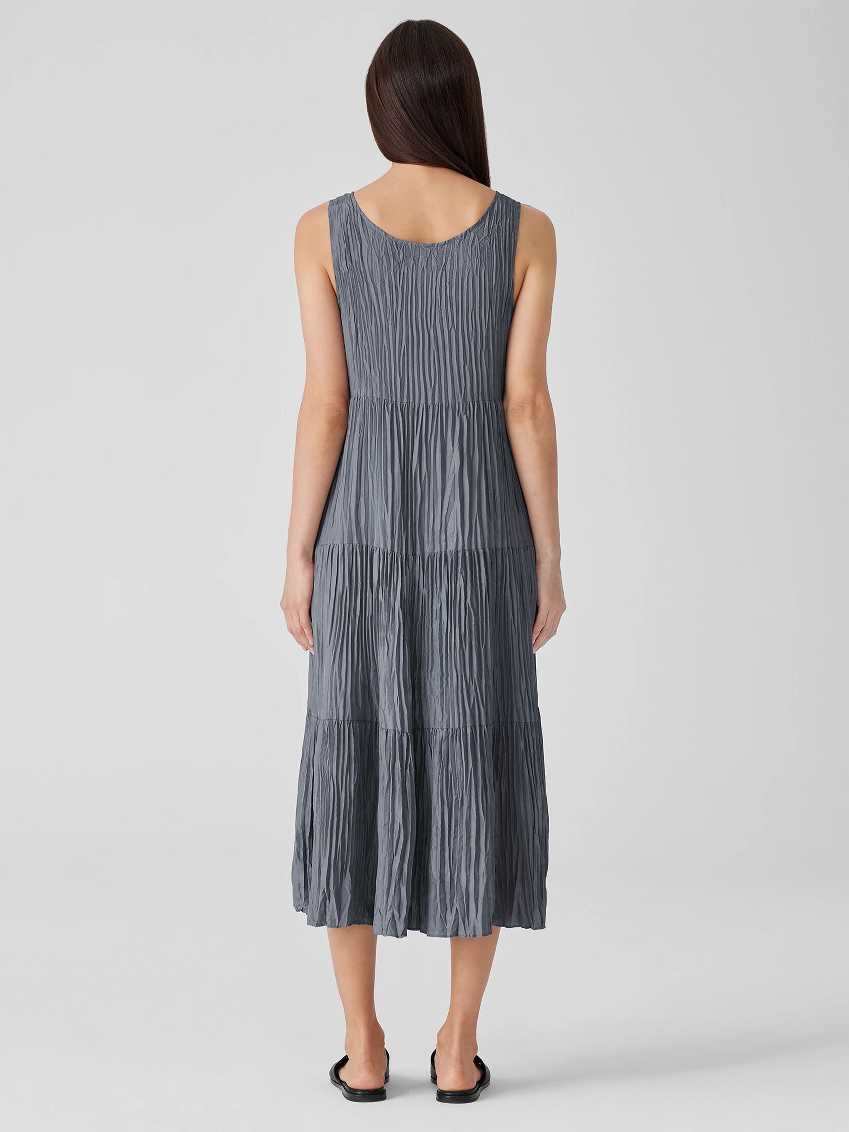 Crushed Silk Tiered Dress