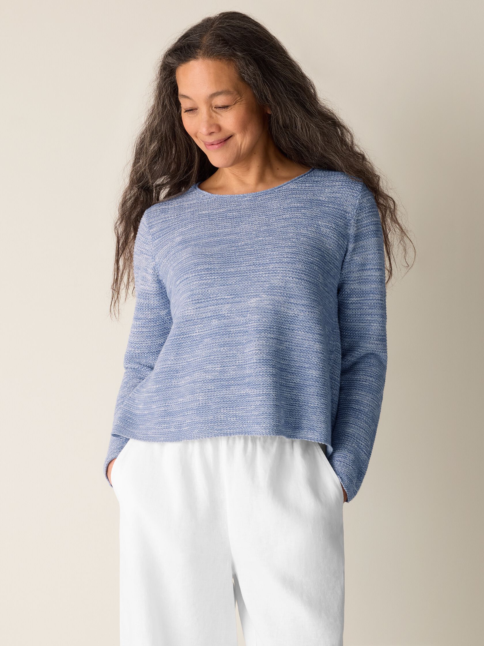 Organic Linen Cotton Slub Crew Neck Top