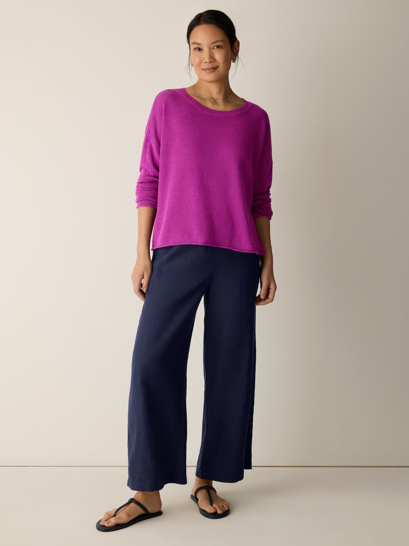 Organic Linen Cotton Crew Neck Top