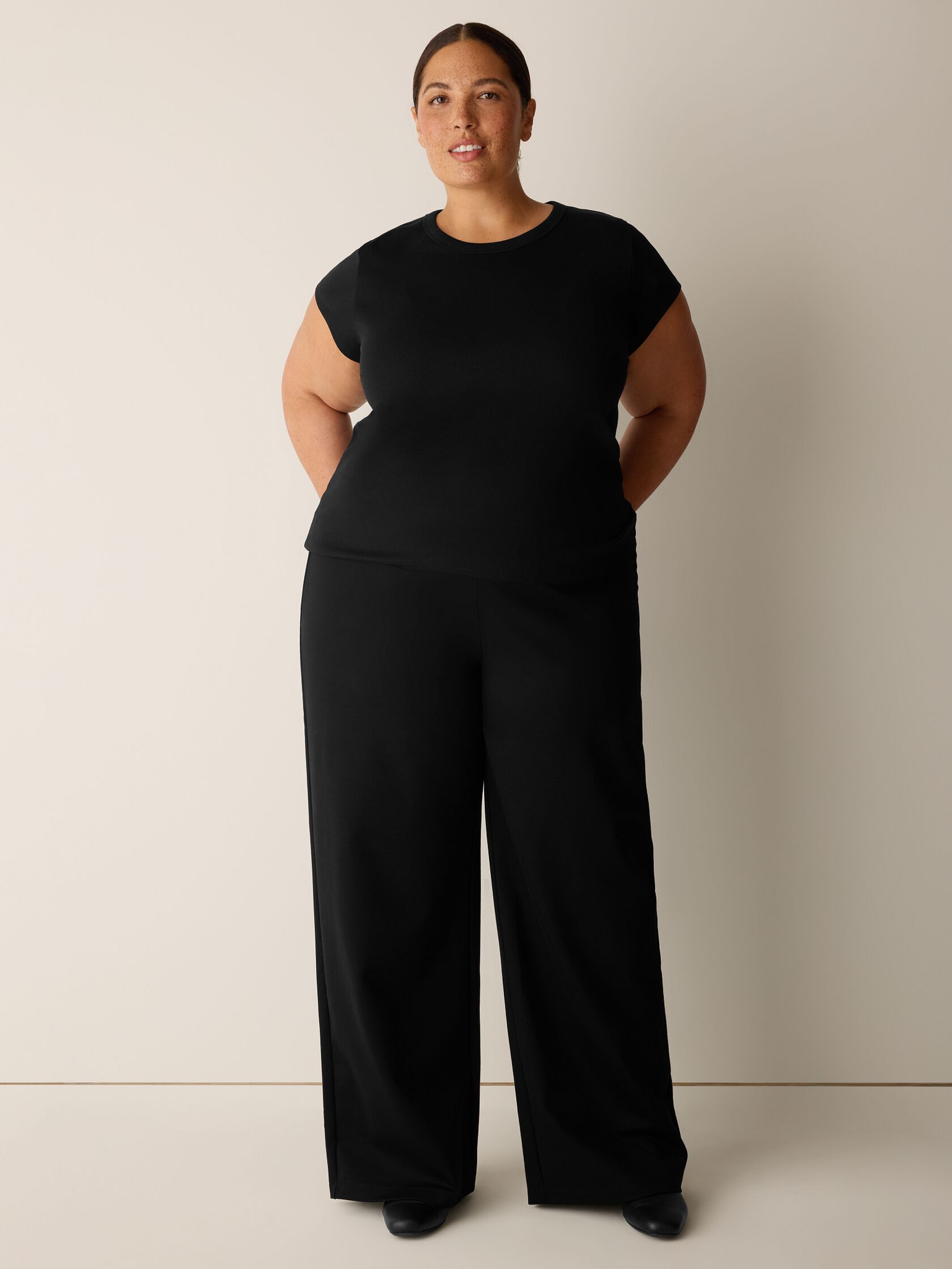 Organic Cotton Stretch Rib Crew Neck Tee
