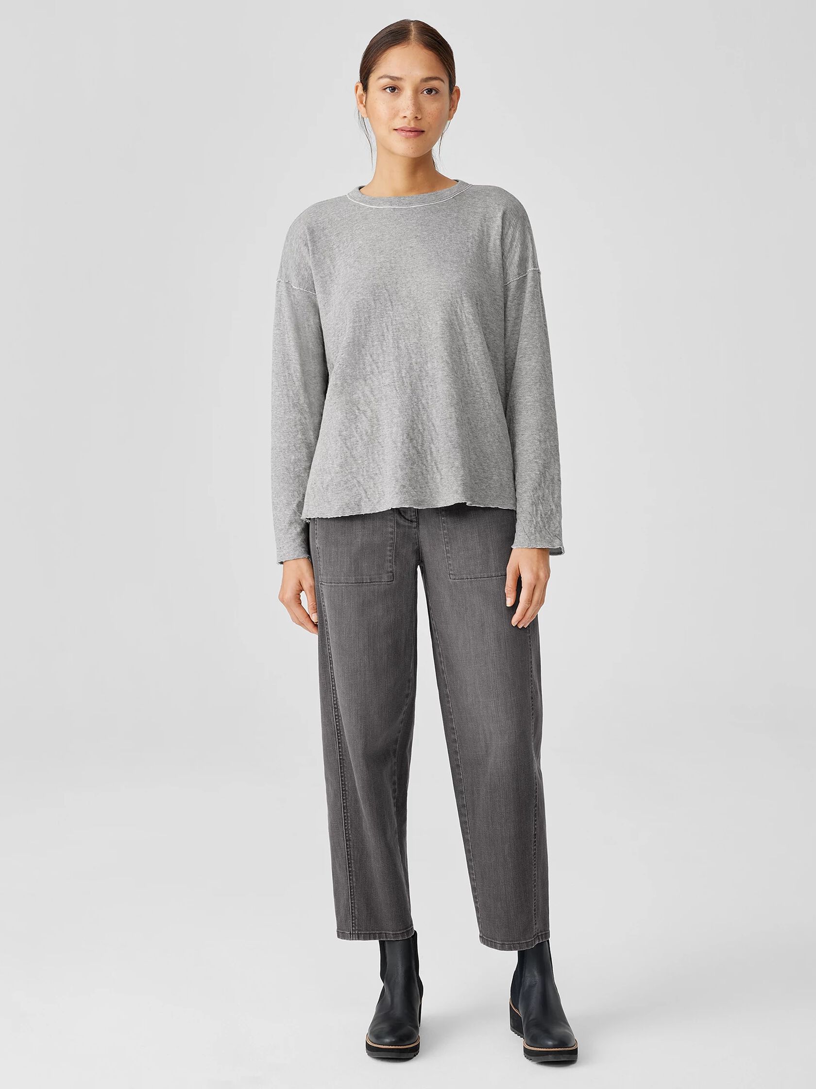 Double Layer Organic Cotton Crew Neck Top