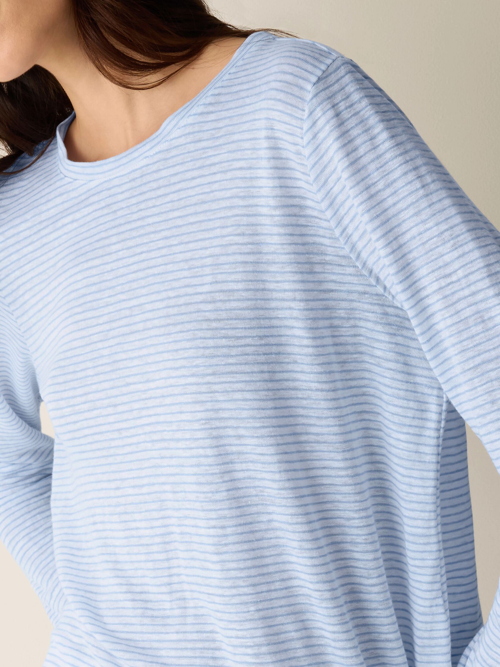 Striped Organic Linen Jersey Long-Sleeve Tee