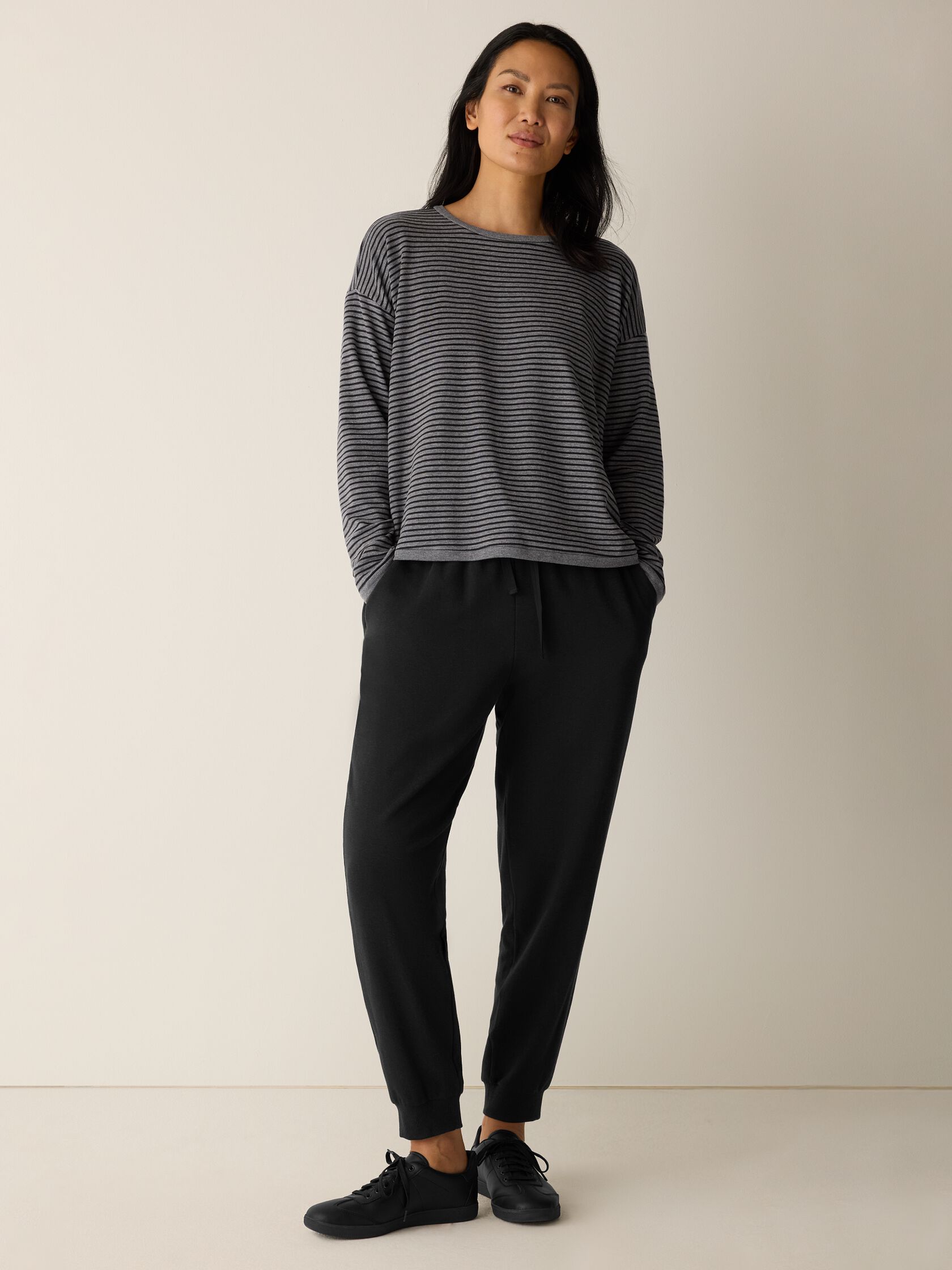 Striped Cozy Brushed Terry Box-Top