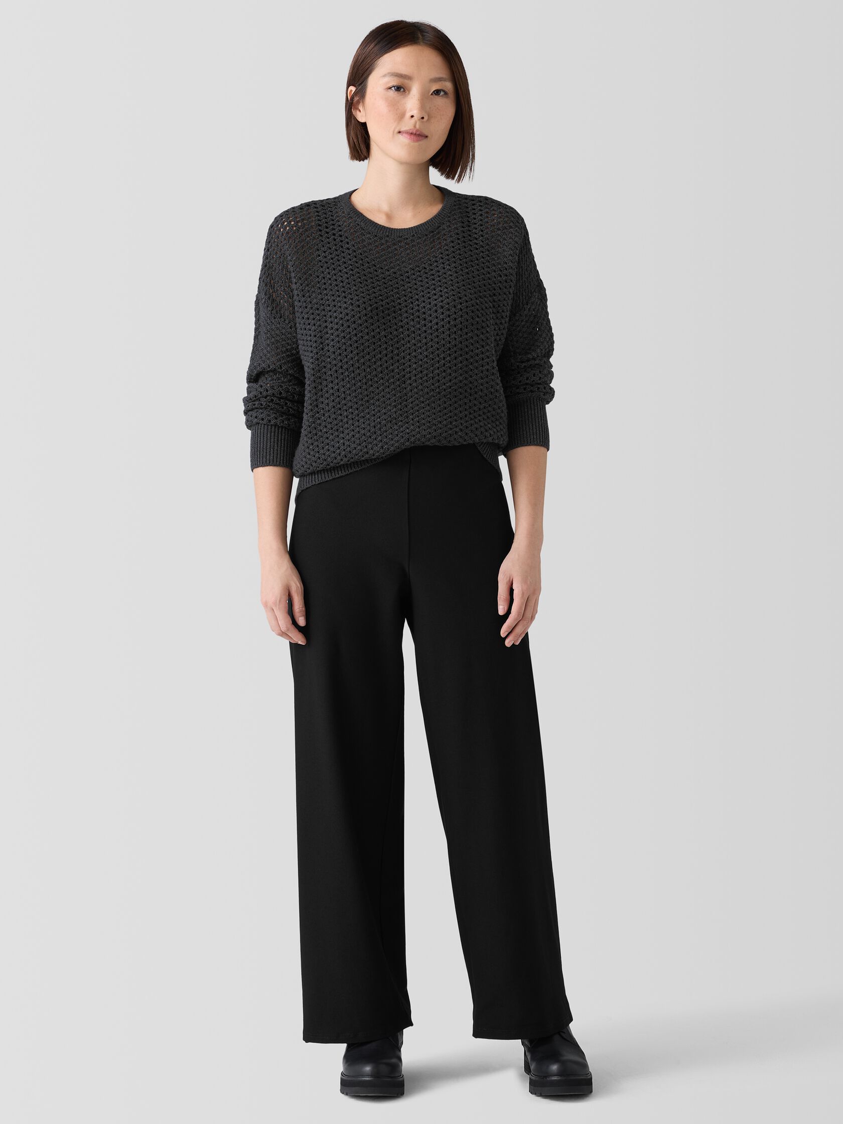 Washable Stretch Crepe Wide-Leg Pant