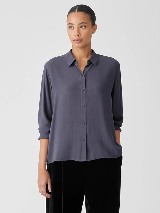 Silk Georgette Crepe Classic Collar Shirt