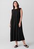 Washed Organic Cotton Poplin Round Neck Dress