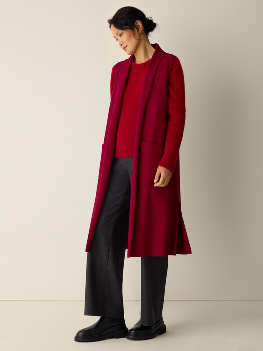Lightweight Boiled Wool Shawl Collar Vest in Regenerative Wool