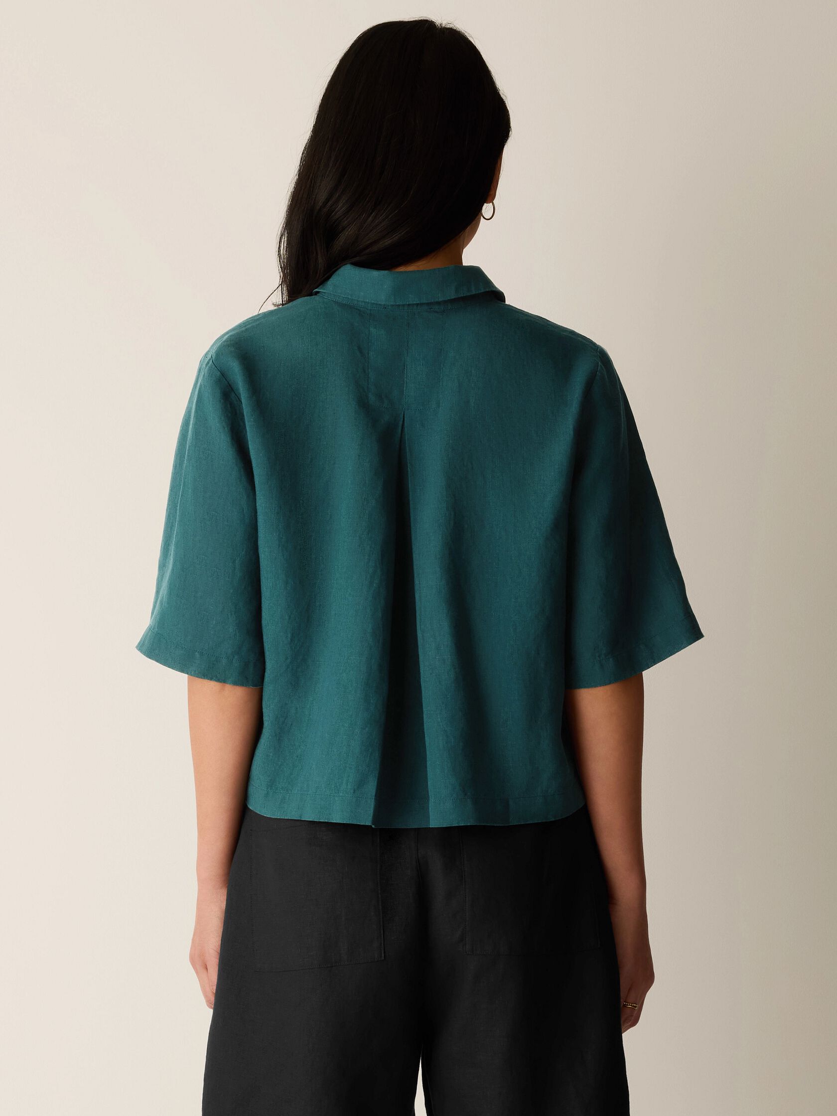 Organic Handkerchief Linen Elbow-Sleeve Shirt