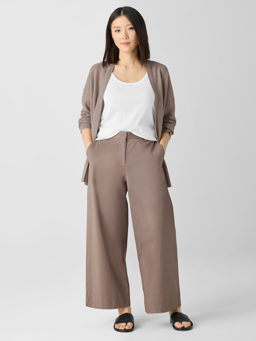 Stretch Cotton Twill Wide-Leg Trouser Pant