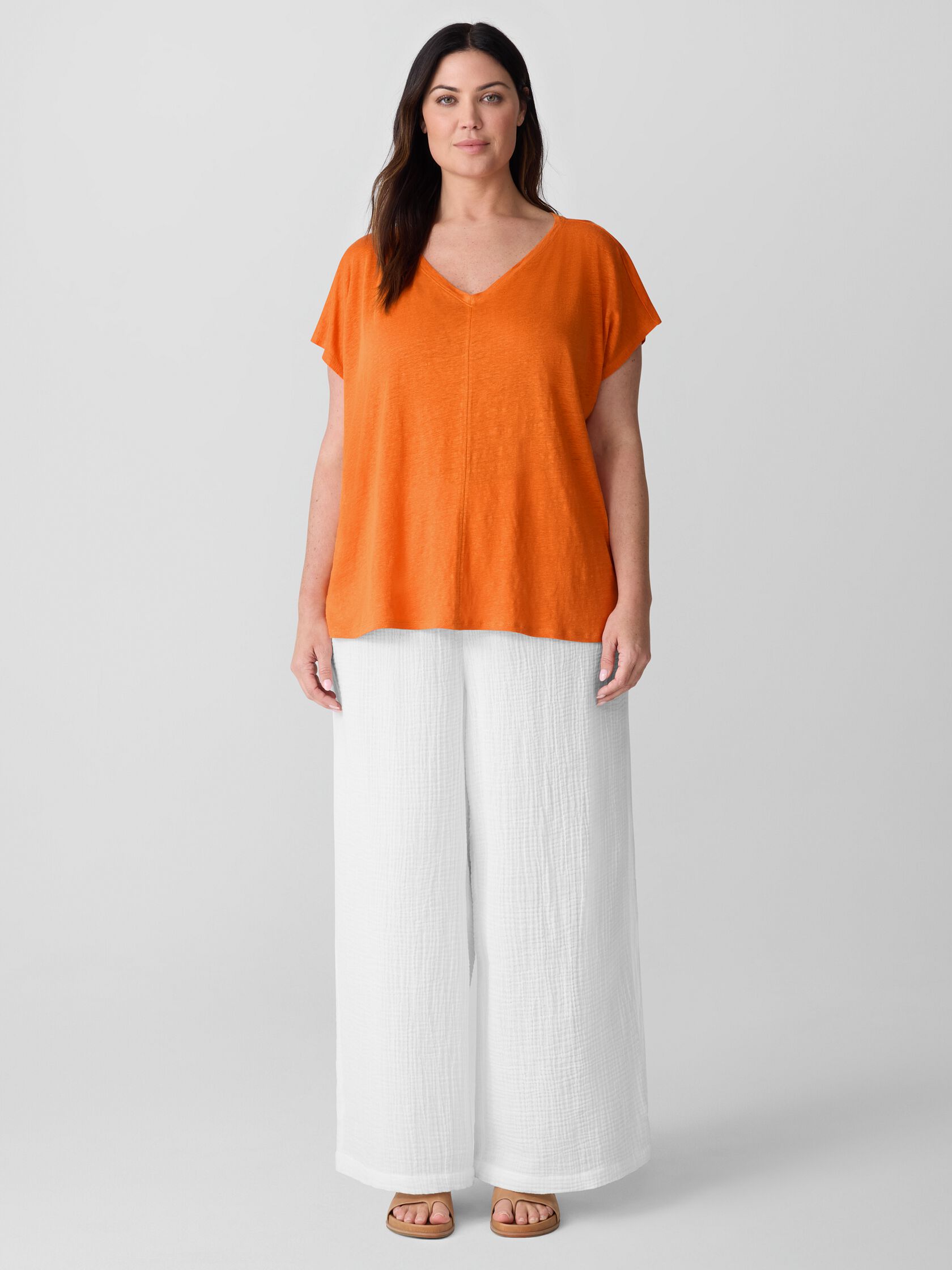 Organic Linen Jersey V-Neck Tee