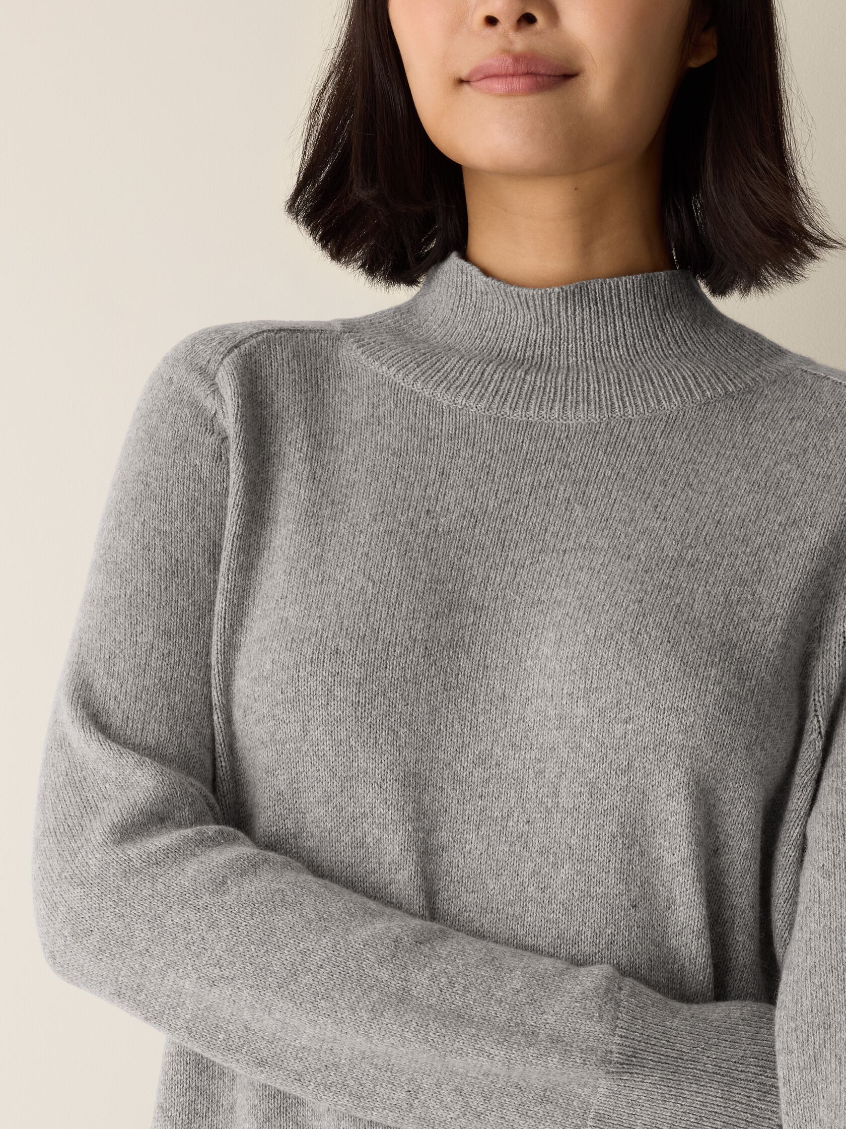 Cotton & Recycled Cashmere Turtleneck Long Top