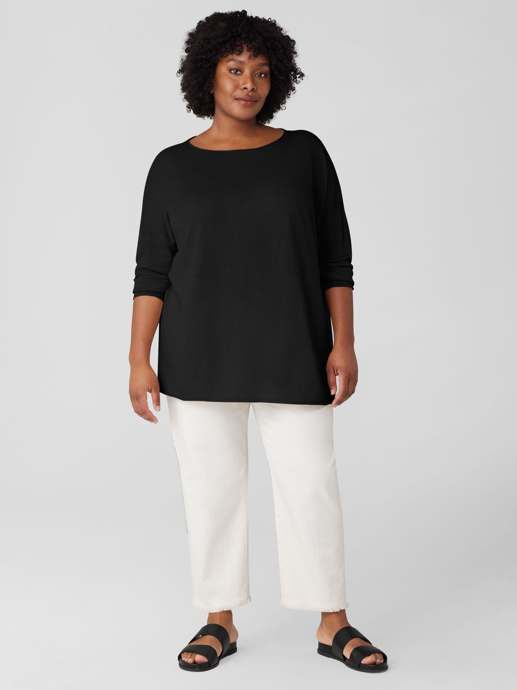 Organic Linen Cotton Jersey Round Neck Top