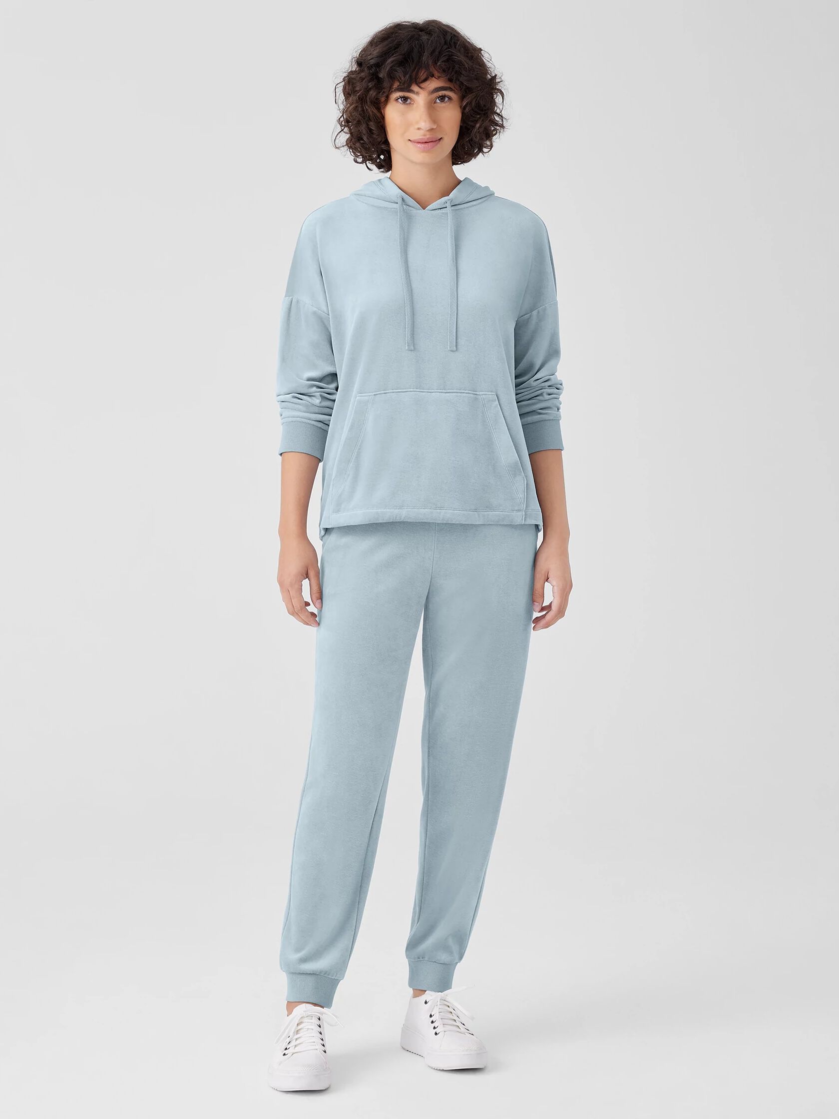 Cozy Velour Knit Hooded Top