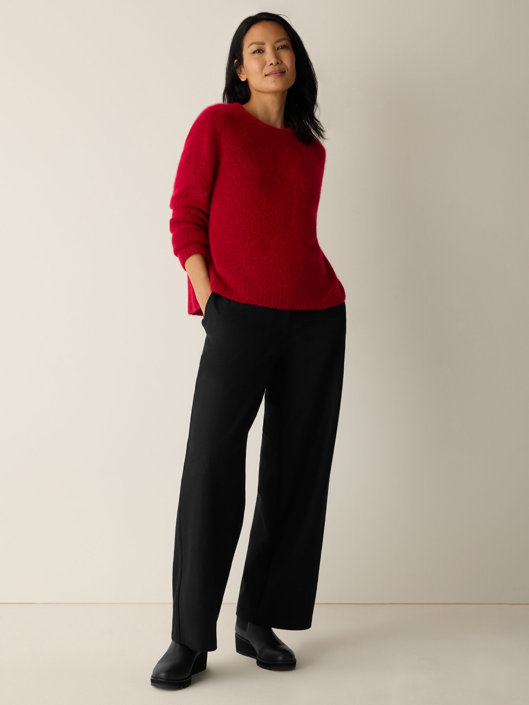 Cashmere Silk Boucle Bliss Crew Neck Top