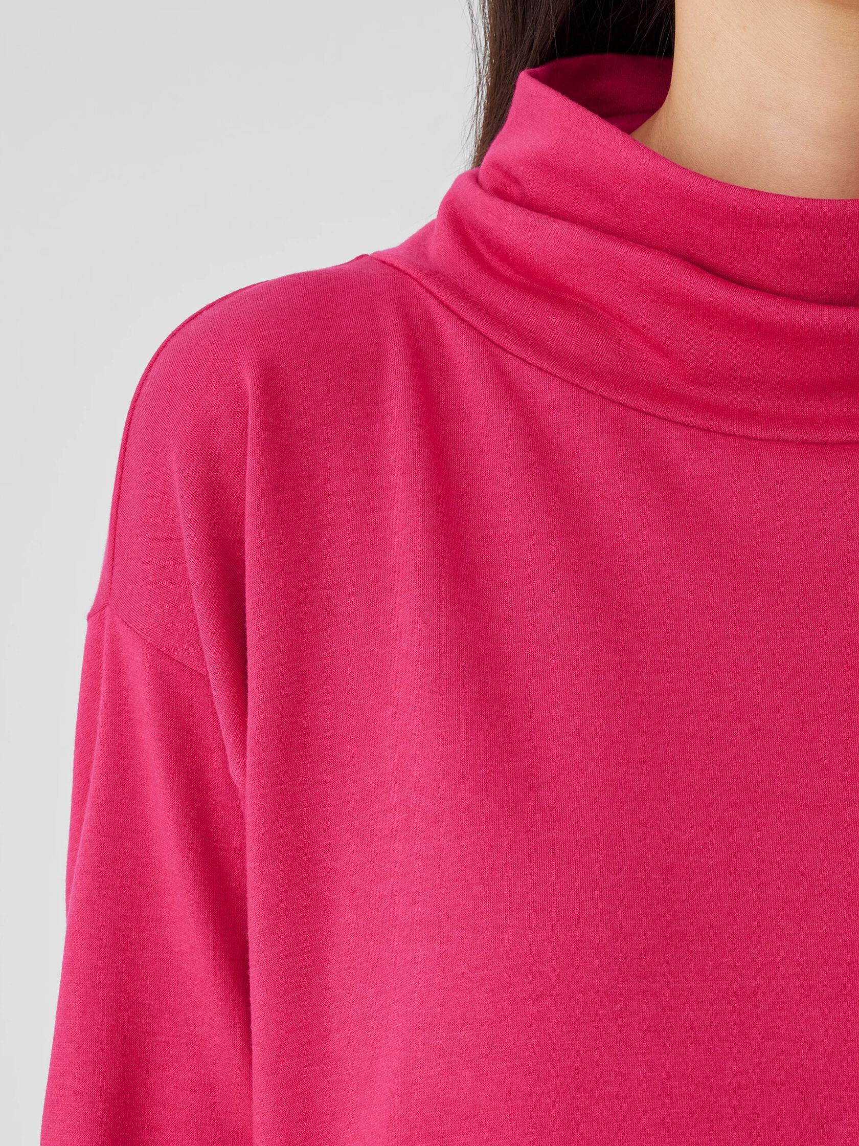 Cozy Brushed Terry Hug Funnel Neck Top