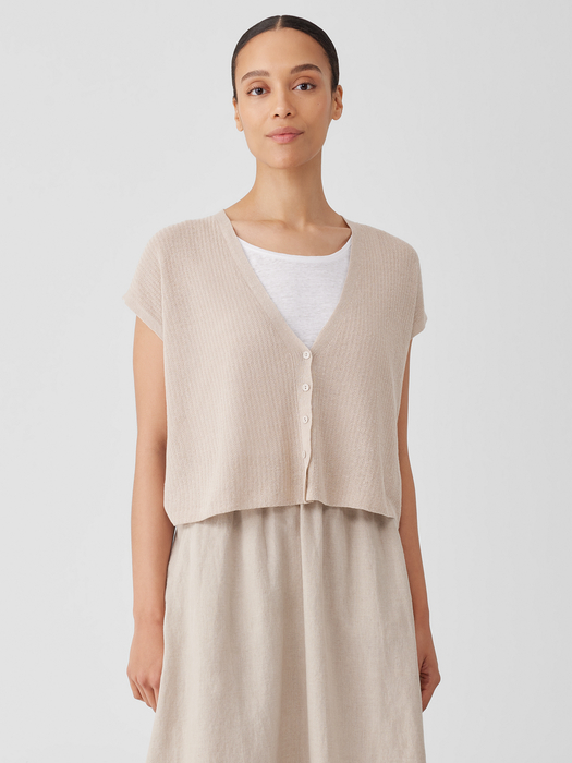 Organic Linen Cotton Short-Sleeve Cardigan