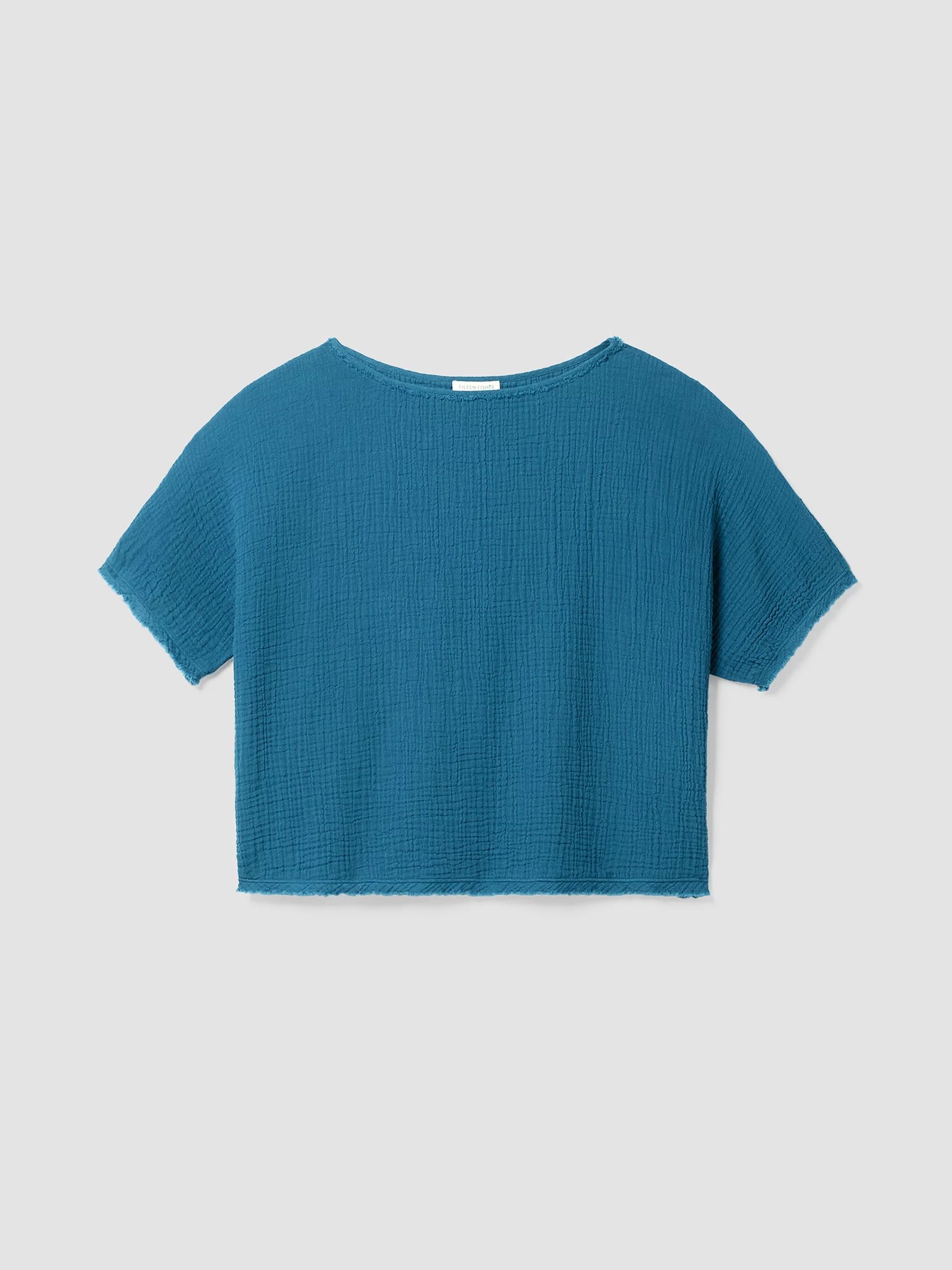 Organic Cotton Lofty Gauze Bateau Neck Top | EILEEN FISHER