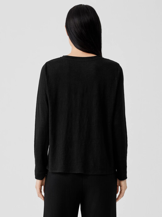 Organic Linen Jersey Crew Neck Top