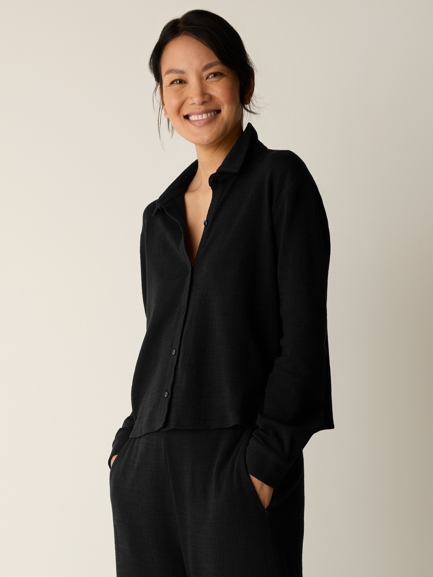 Cross Hatch Stretch Jersey Classic Collar Shirt