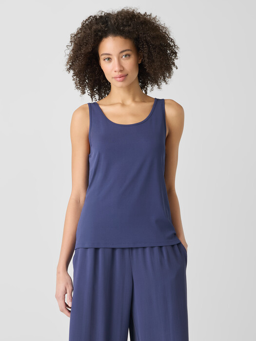Stretch Silk Jersey Scoop Neck Tank