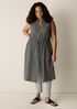 Organic Cotton Microstripe Pucker Band Collar Shirt