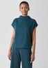 Crinkled Jersey Funnel Neck Top