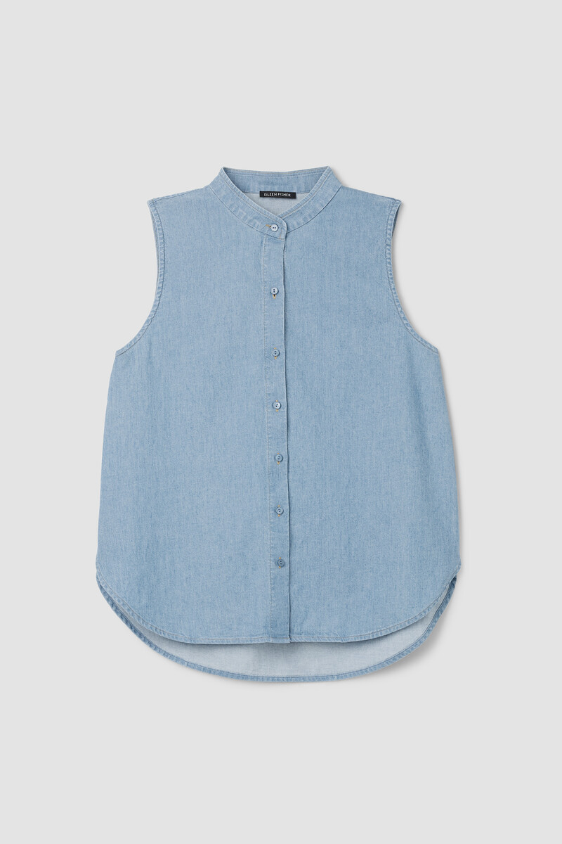Airy Organic Cotton Twill Sleeveless Shirt Airy Organic Cotton Twill Sleeveless Shirt