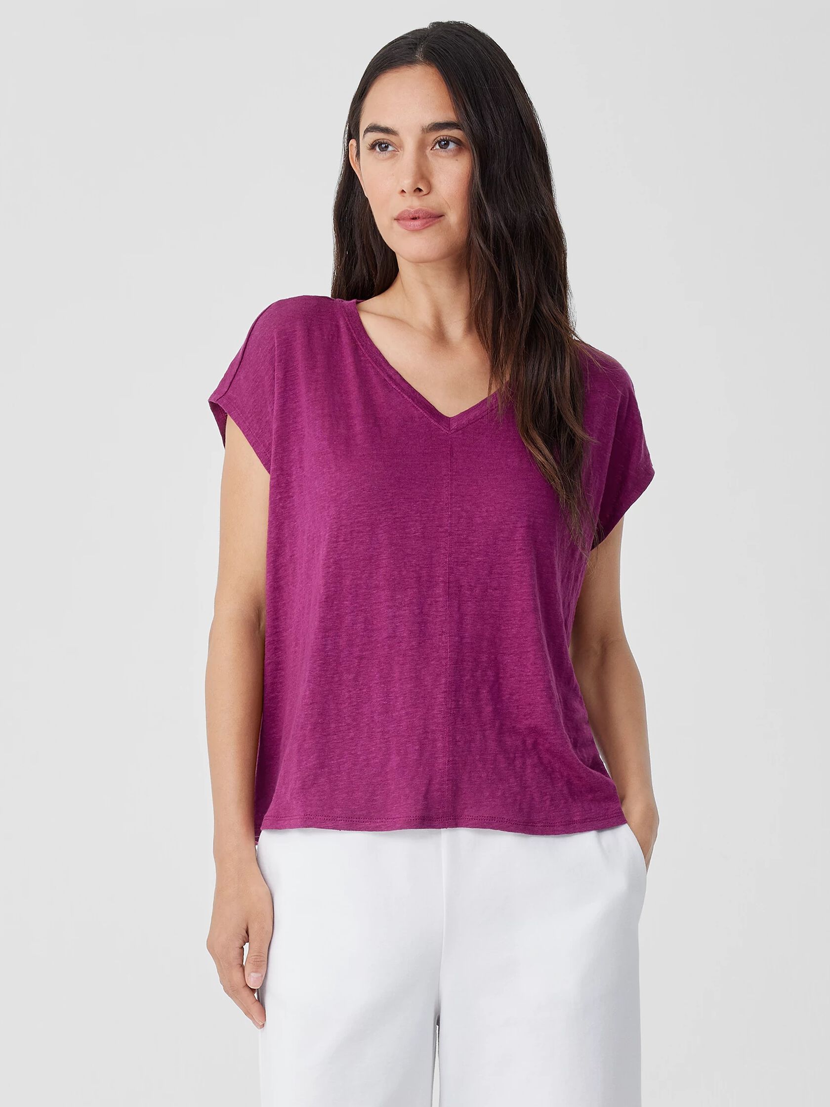 Organic Linen Jersey V-Neck Tee