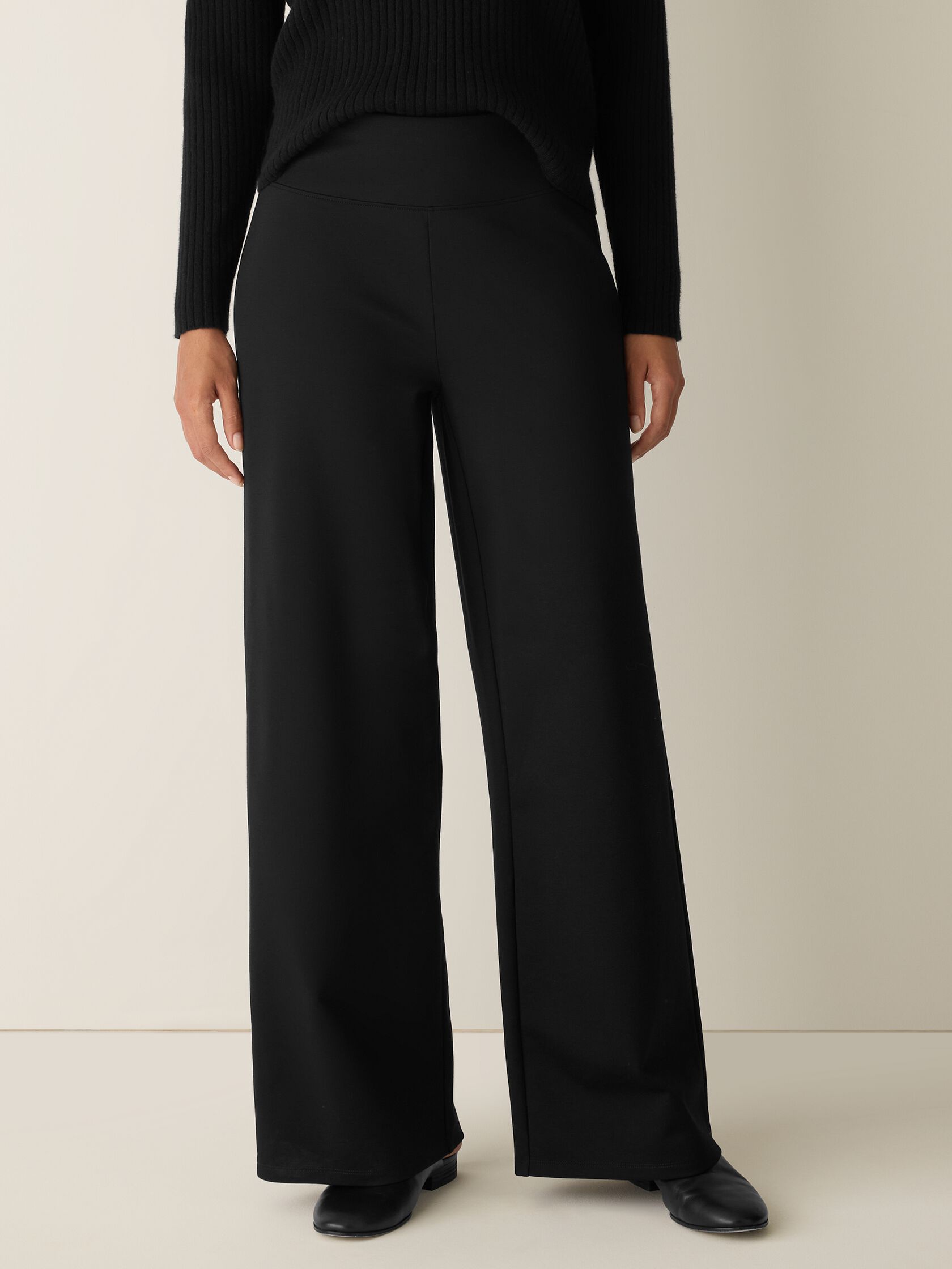 Washable Flex Ponte High Waisted Wide-Leg Pant