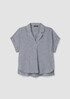 Puckered Organic Linen Stripe Notch Collar Top