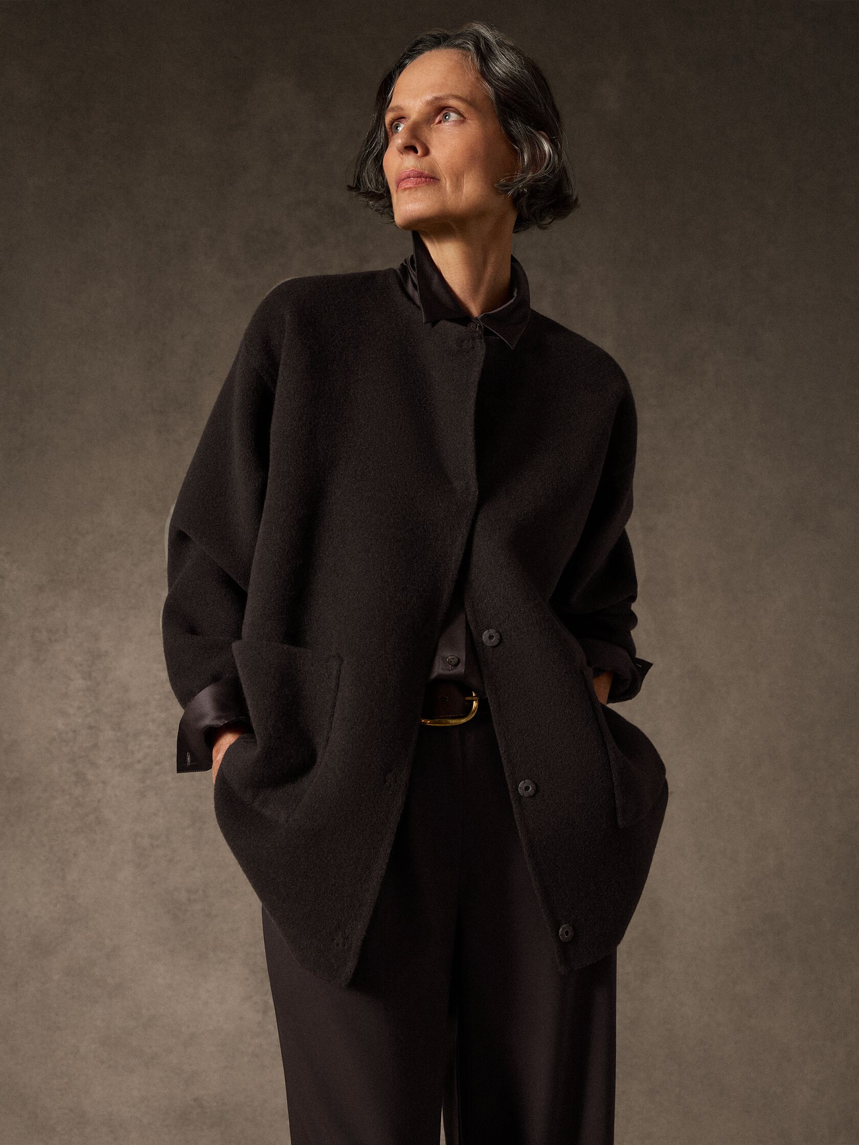 Doubleface Wool Cloud Round Neck Coat