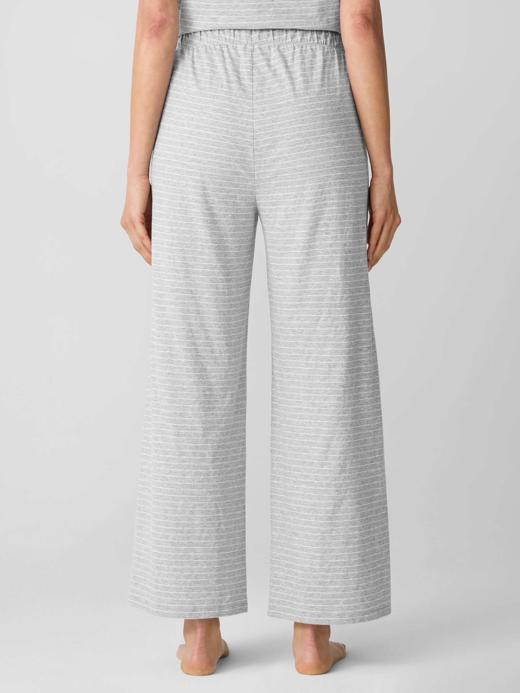 Striped Organic Cotton Jersey Wide-Leg Sleep Pant