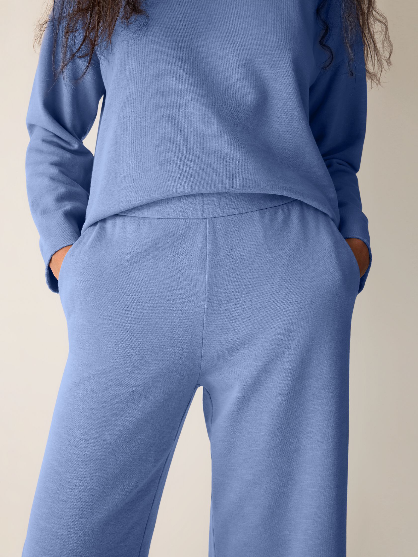 Garment-Dyed Organic Cotton Terry Wide-Leg Pant