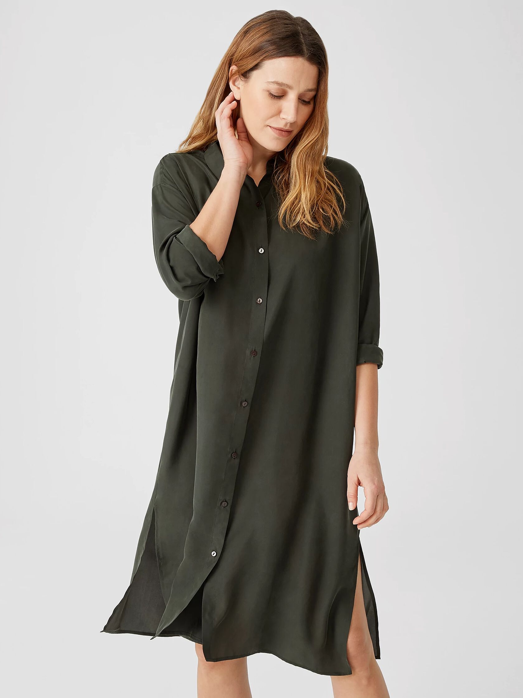 Washed Silk Habutai Shirtdress