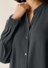 Silk Georgette Crepe Band Collar Top