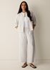 Organic Cotton Pucker Check Wide-Leg Pant