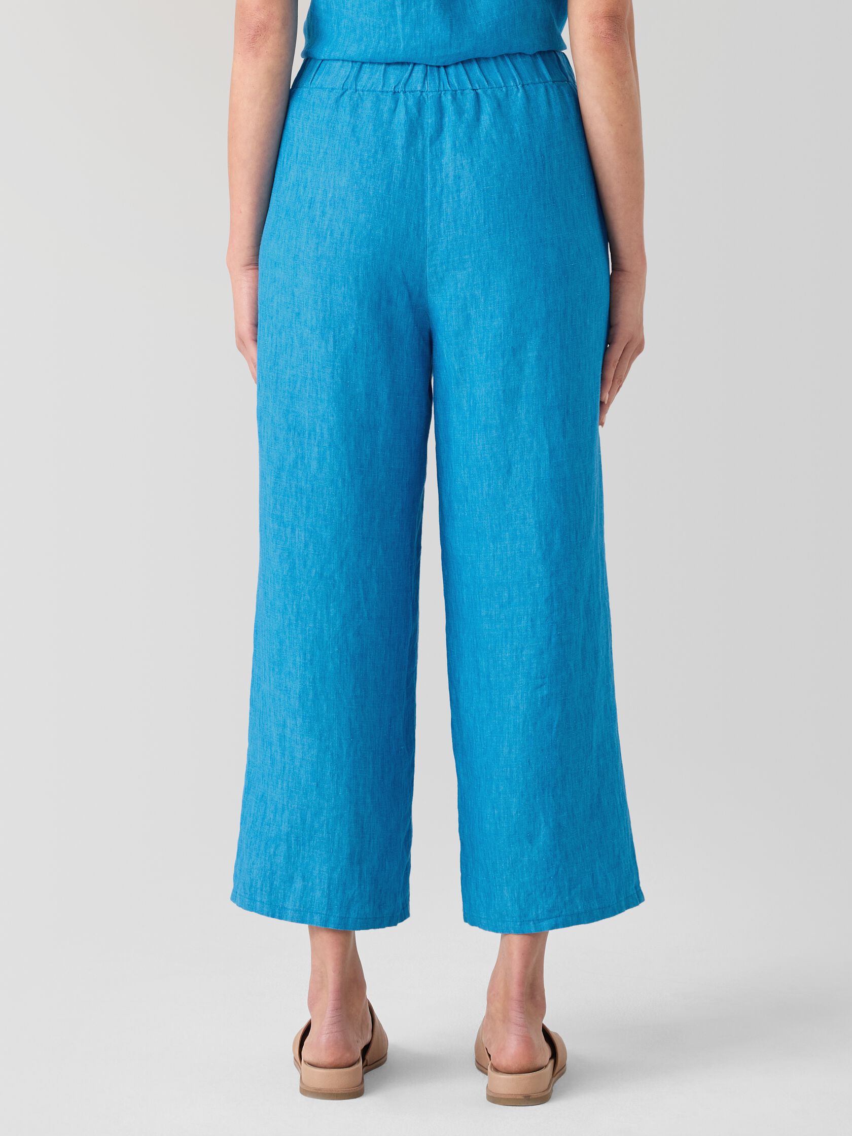 Washed Organic Linen D&eacute;lav&eacute; Wide-Leg Pant
