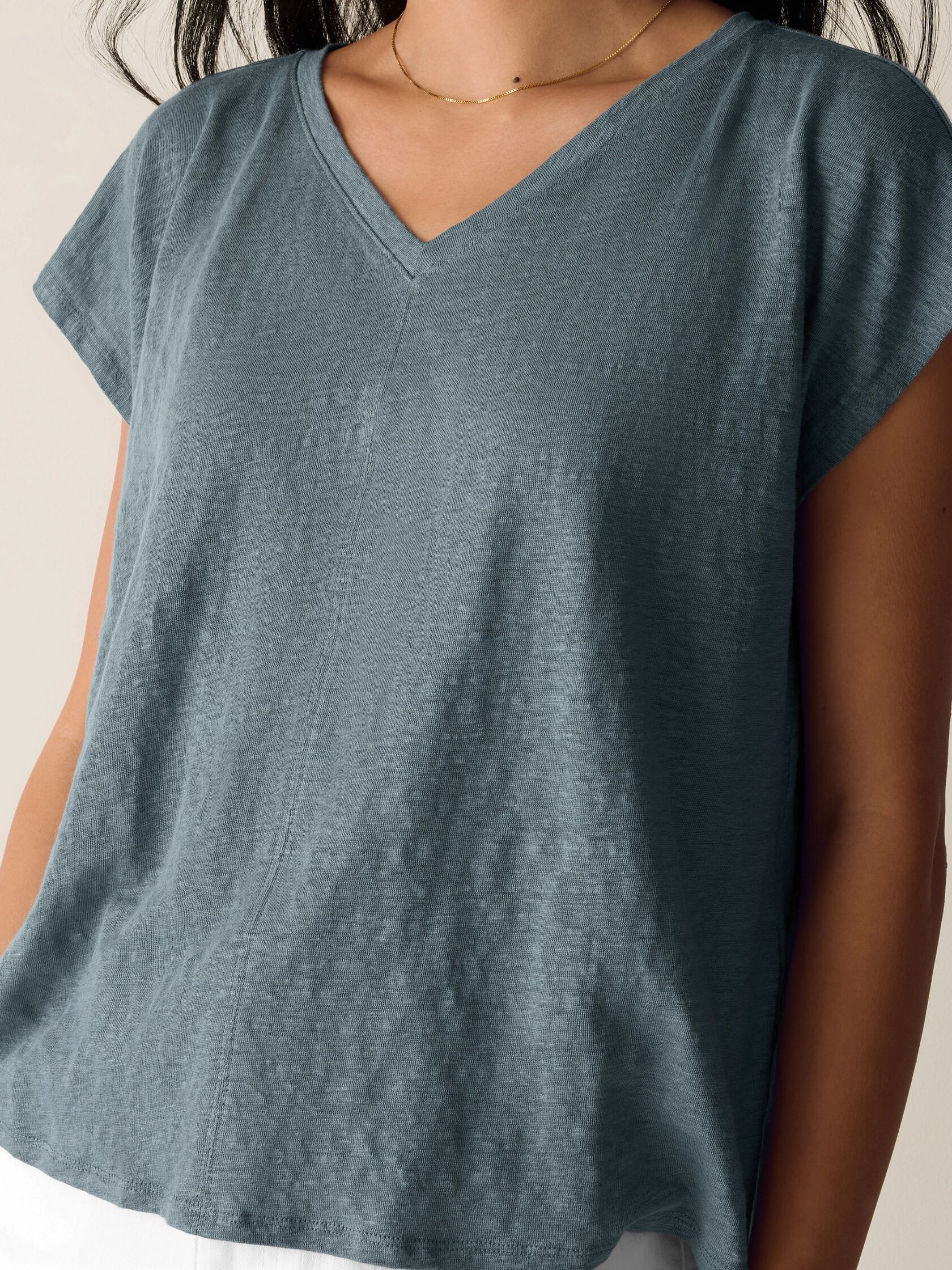 Organic Linen Jersey V-Neck Tee