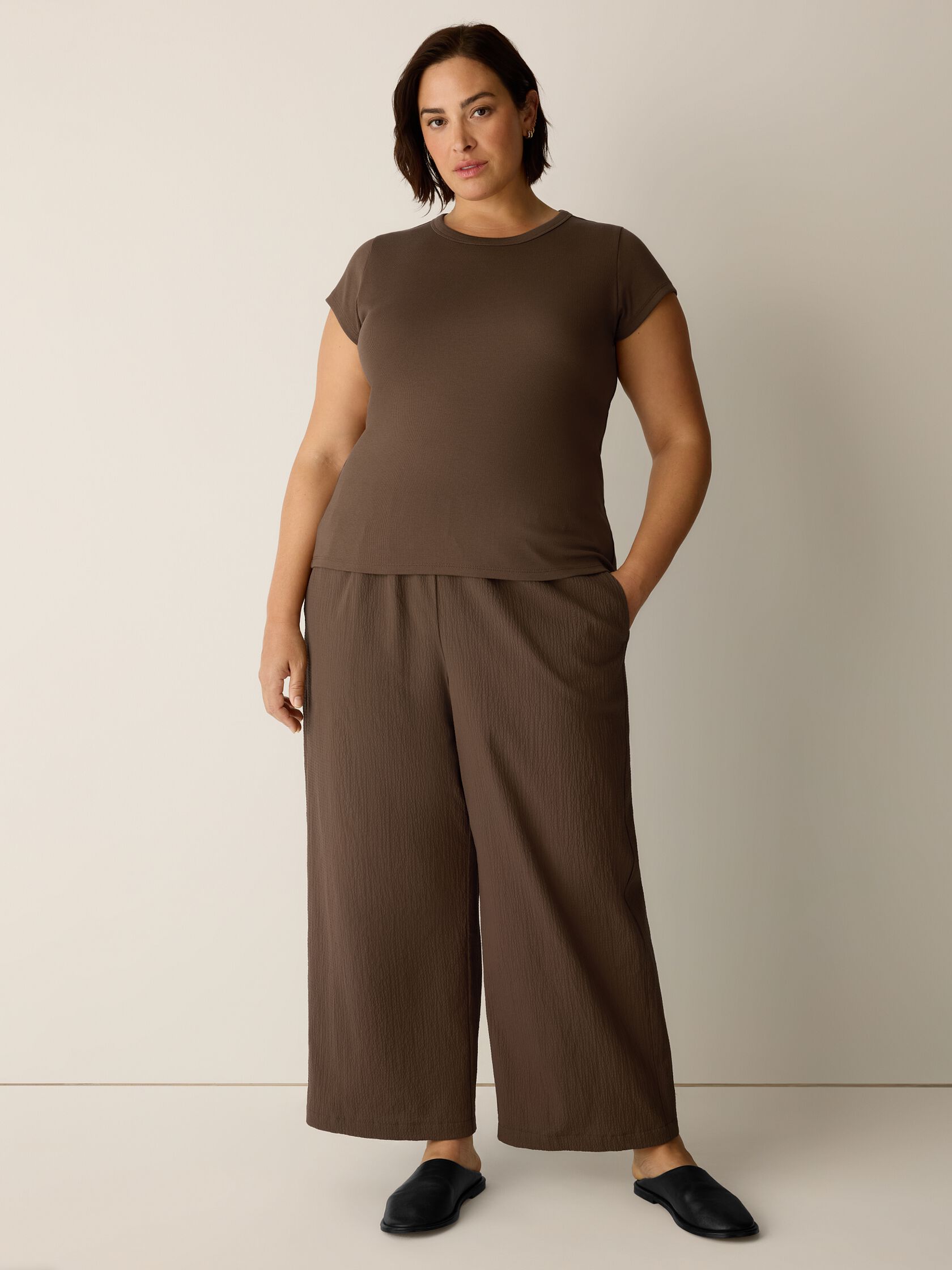 Organic Cotton Stretch Rib Crew Neck Tee