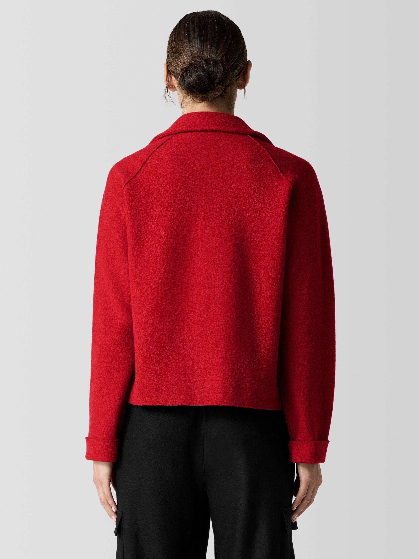 Lightweight Boiled Wool Motorcycle Jacket in Regenerative Wool