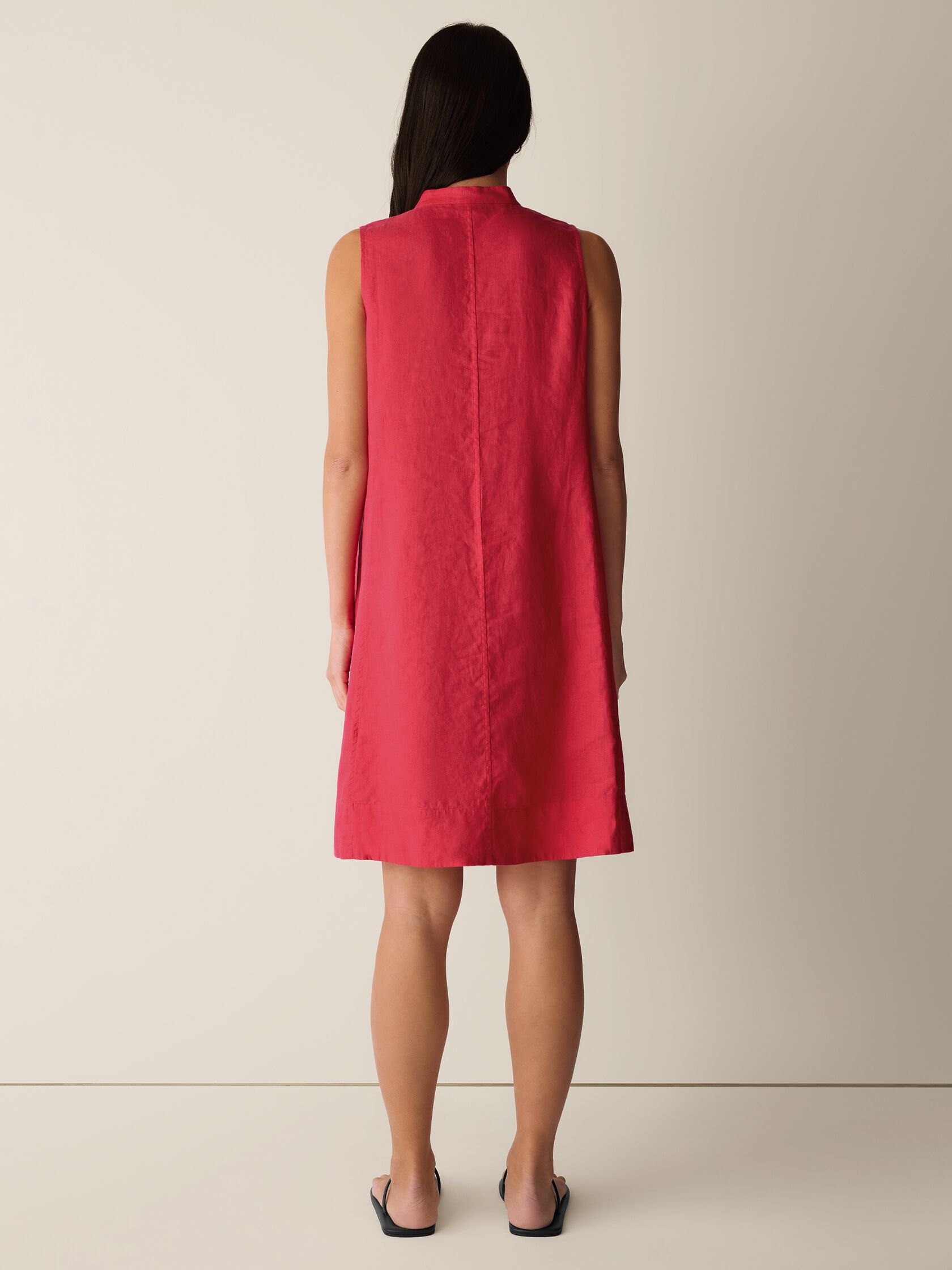 Organic Linen Split Neck Dress