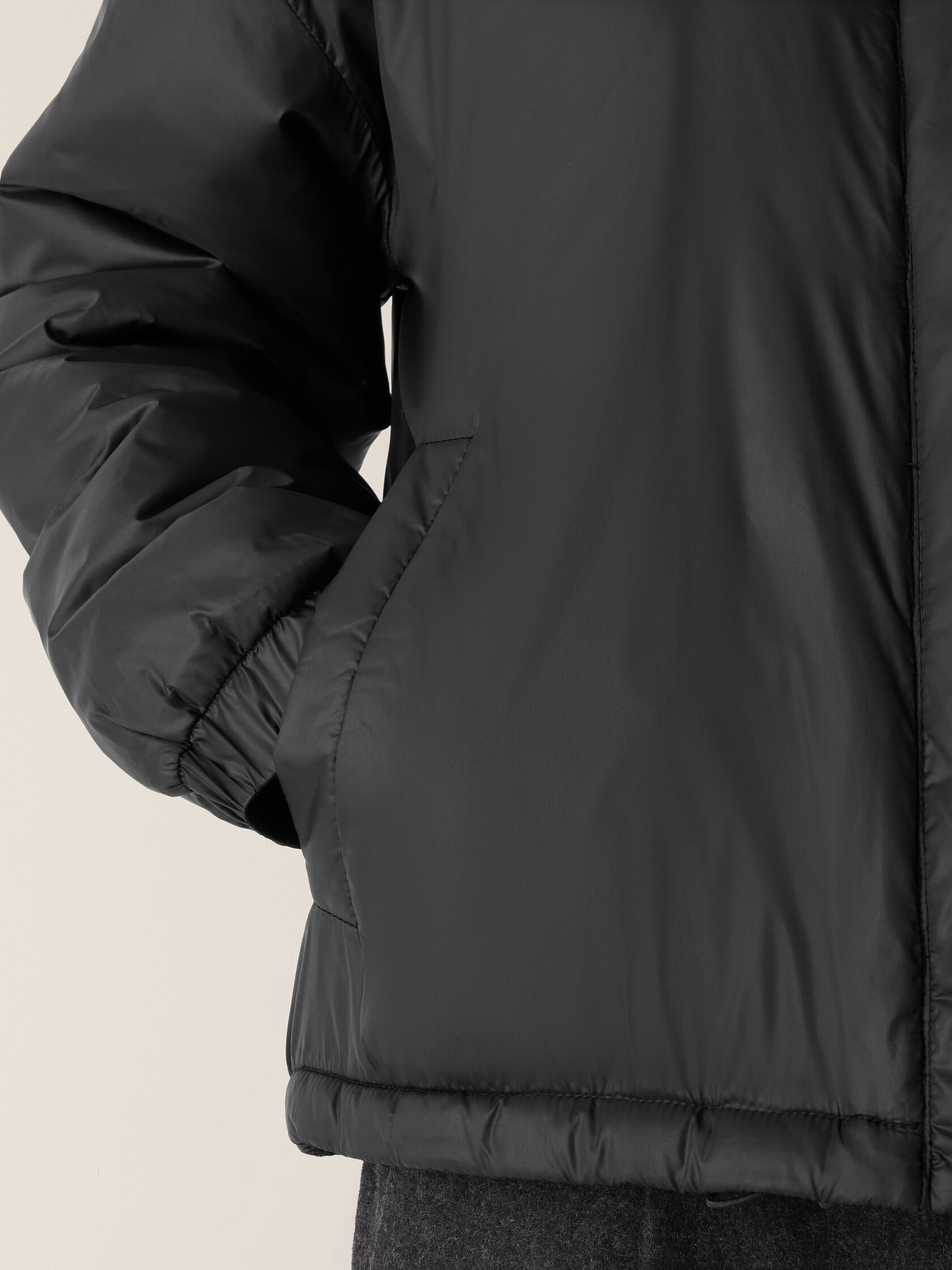 Eggshell Recycled Nylon Stand Collar Jacket