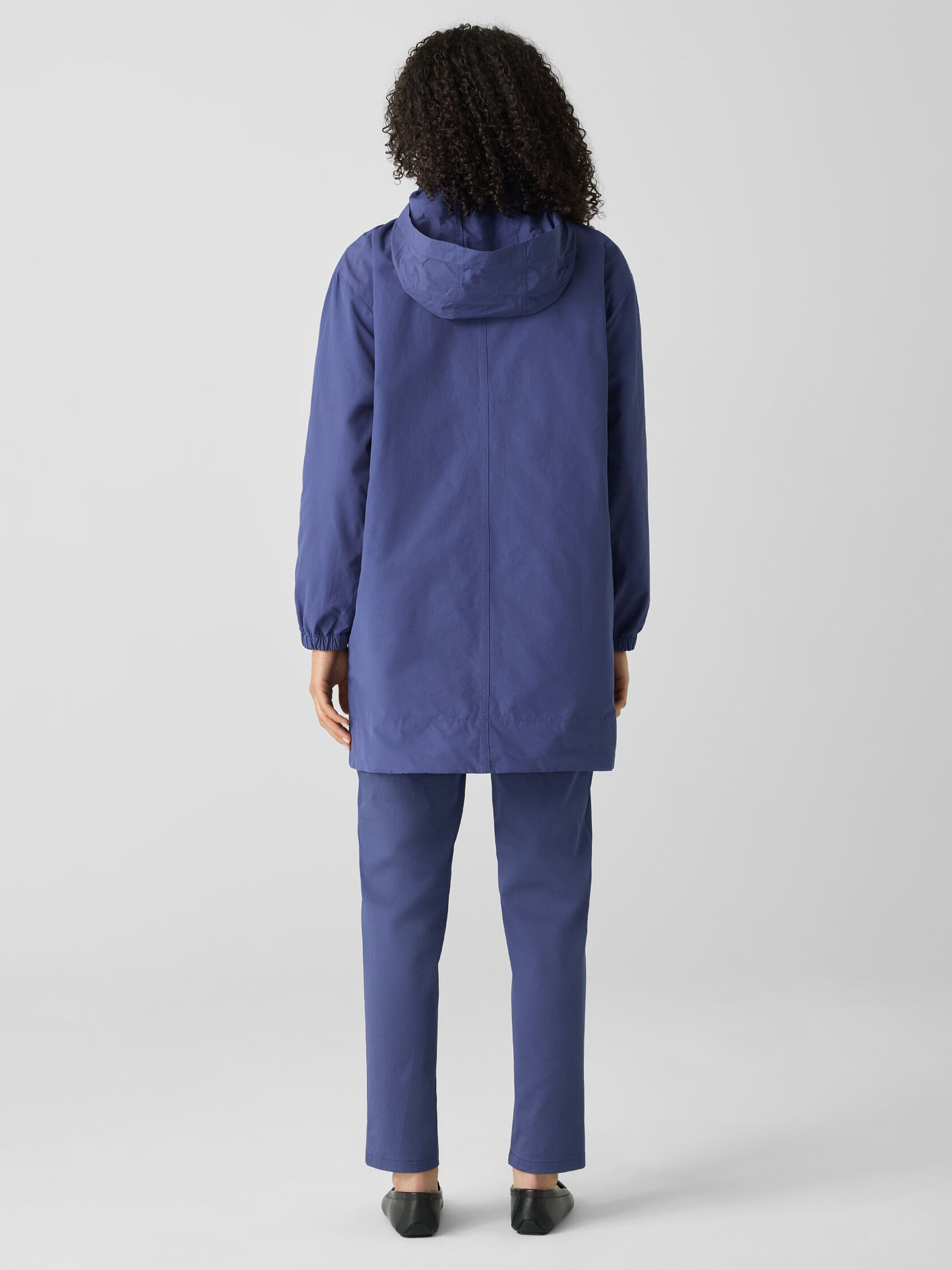 Light Cotton Nylon Stand Collar Long Coat
