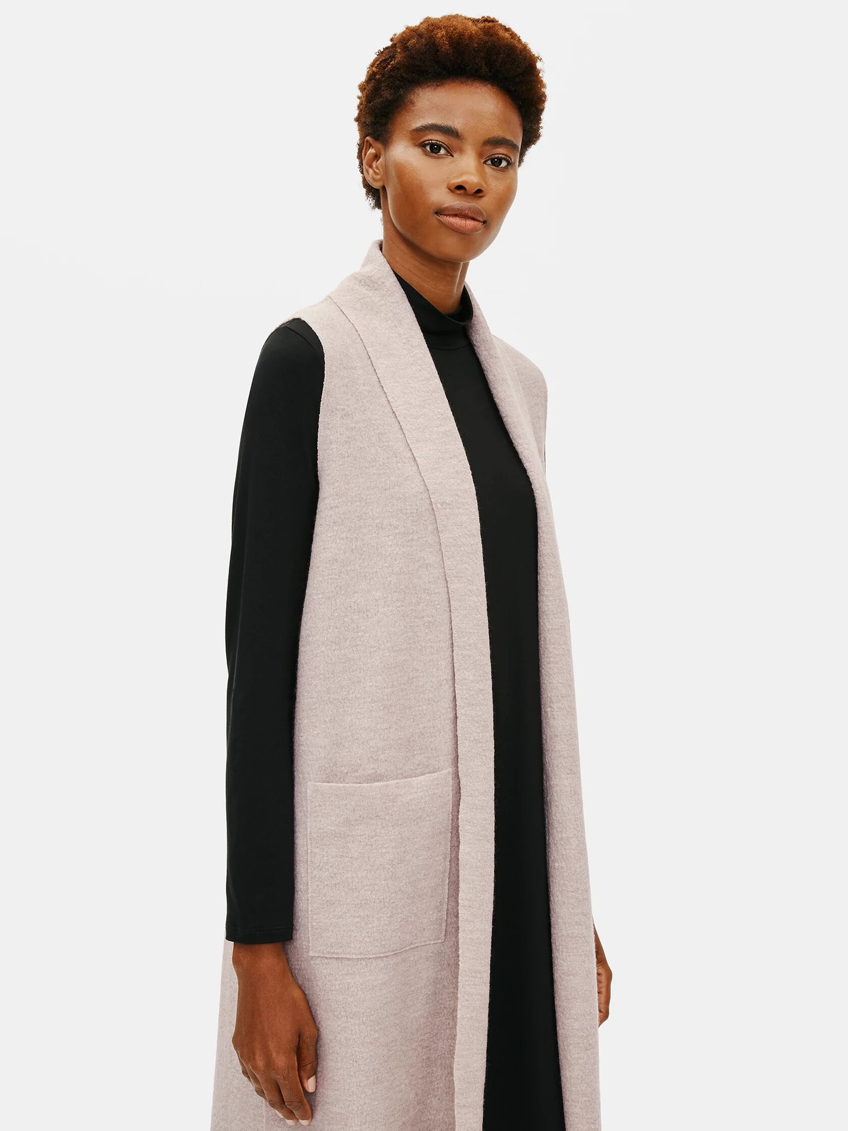 Lightweight Boiled Wool Long Vest in Responsible Wool