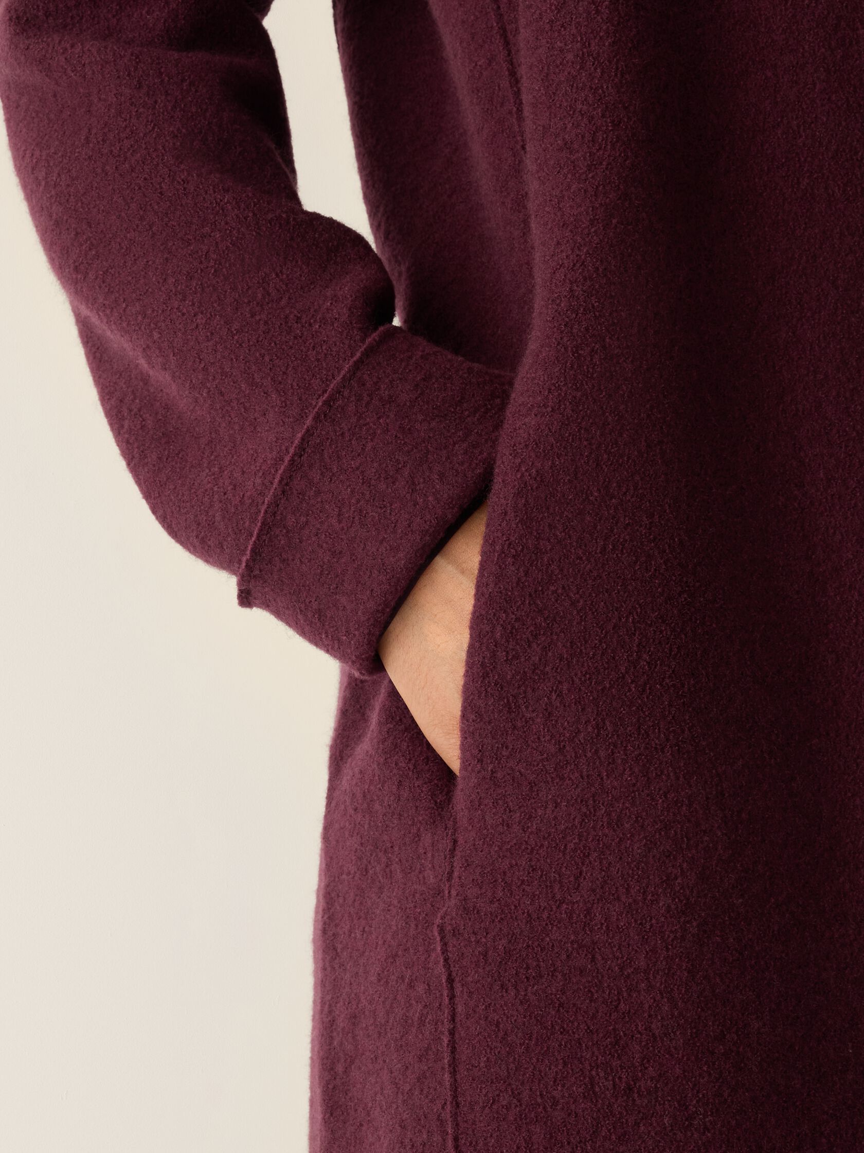 Lightweight Boiled Wool High Collar Jacket in Regenerative Wool