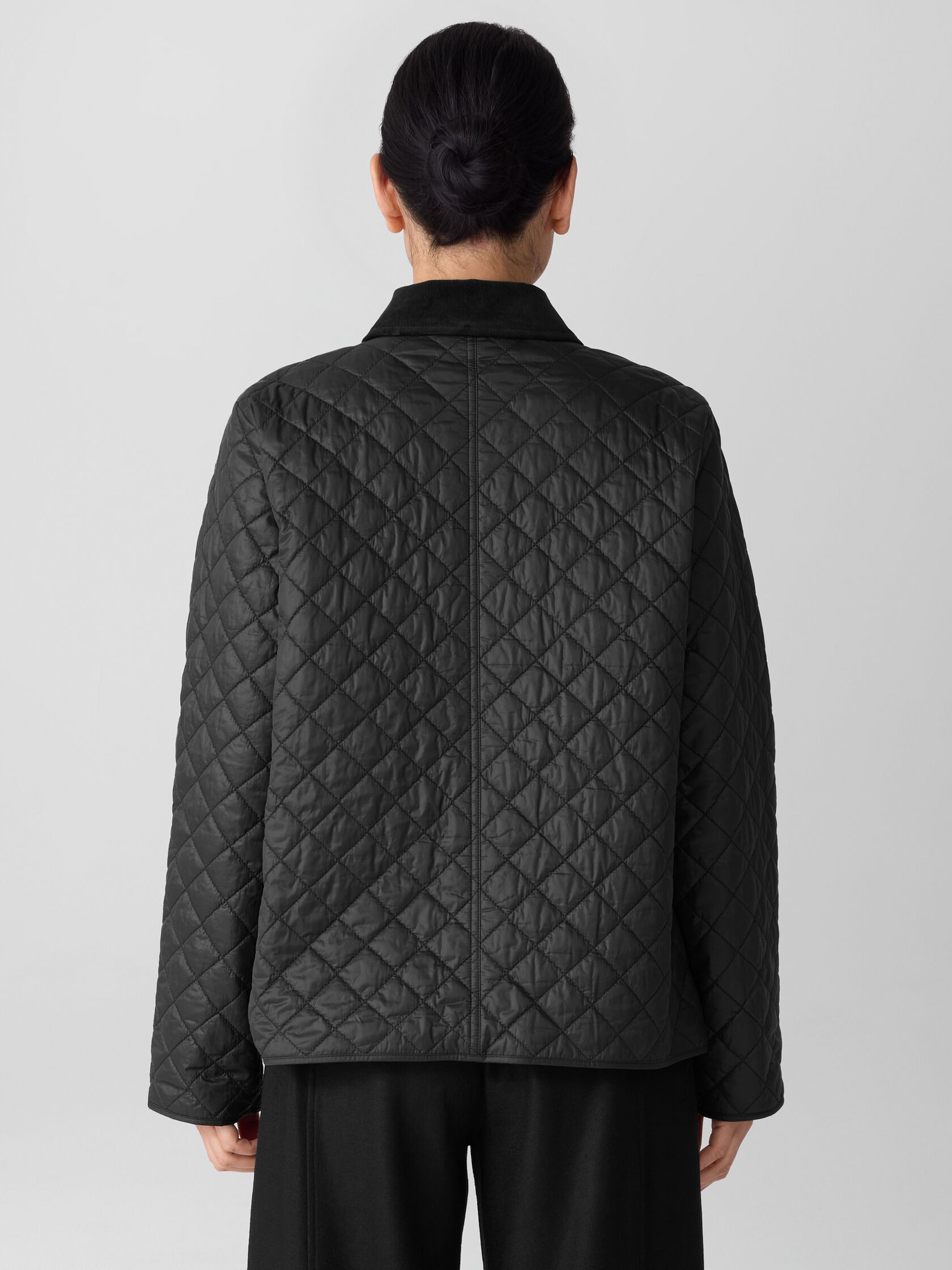 Eggshell Recycled Nylon Quilted Classic Collar Jacket