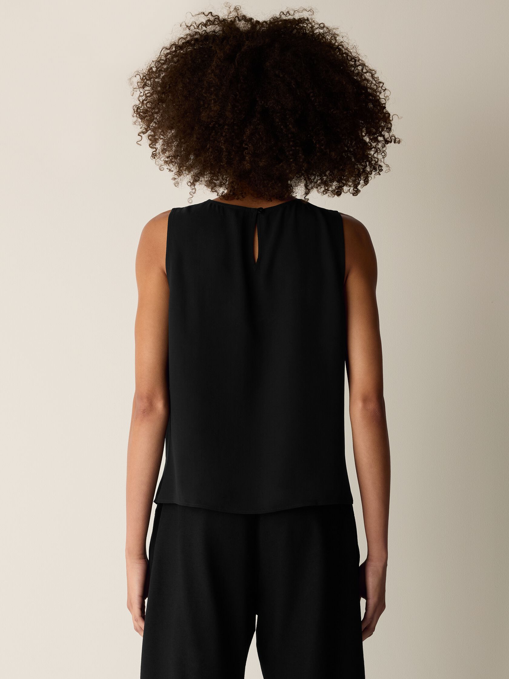 Silk Georgette Crepe Round Neck Tank